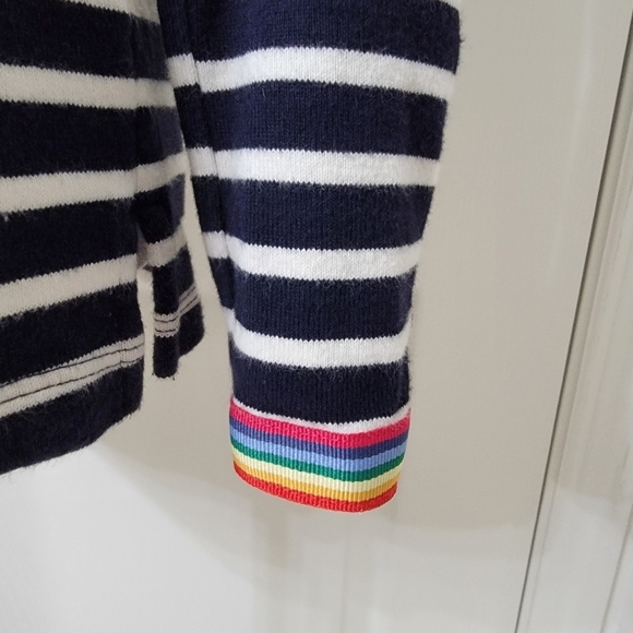 Talbots Size SP 100% Cotton Navy Blue & White Striped Long Sleeve Top - Picture 3 of 13